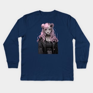 Cute Pastel Goth Girl Kids Long Sleeve T-Shirt